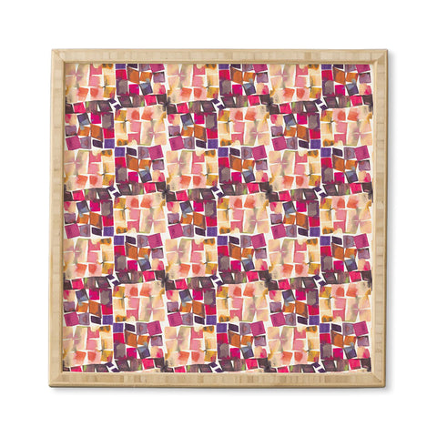Ninola Design Watercolor squares irregular geometry Framed Wall Art