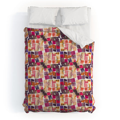 Ninola Design Watercolor squares irregular geometry Comforter