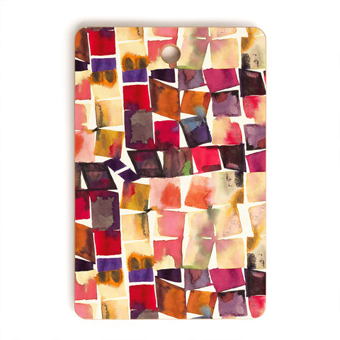 Ninola Design Watercolor squares irregular geometry Cutting Board Rectangle