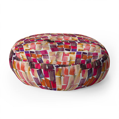 Ninola Design Watercolor squares irregular geometry Floor Pillow Round