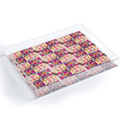Ninola Design Watercolor squares irregular geometry Acrylic Tray
