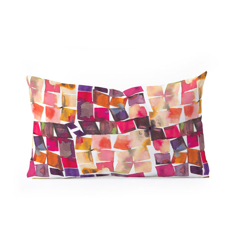 Ninola Design Watercolor squares irregular geometry Oblong Throw Pillow
