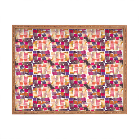 Ninola Design Watercolor squares irregular geometry Rectangular Tray