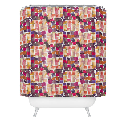 Ninola Design Watercolor squares irregular geometry Shower Curtain
