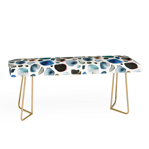 Ninola Design Watercolor Stains Blue Gold Bench