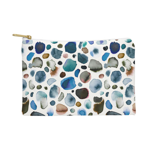 Ninola Design Watercolor Stains Blue Gold Pouch
