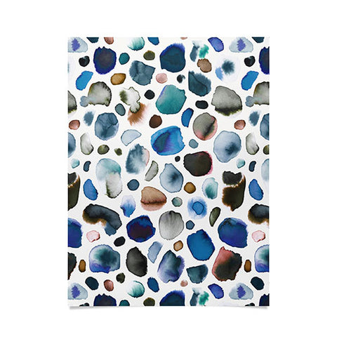 Ninola Design Watercolor Stains Blue Gold Poster