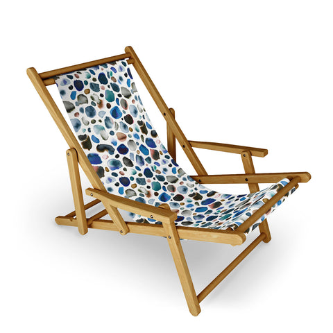 Ninola Design Watercolor Stains Blue Gold Sling Chair