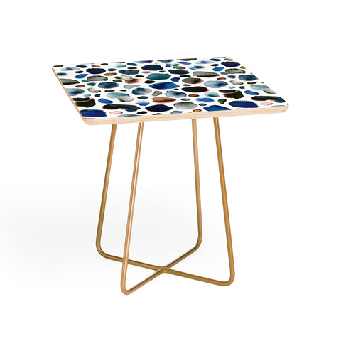 Ninola Design Watercolor Stains Blue Gold Side Table