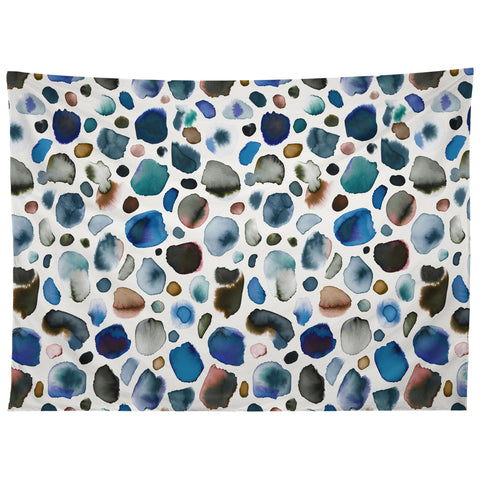 Ninola Design Watercolor Stains Blue Gold Tapestry