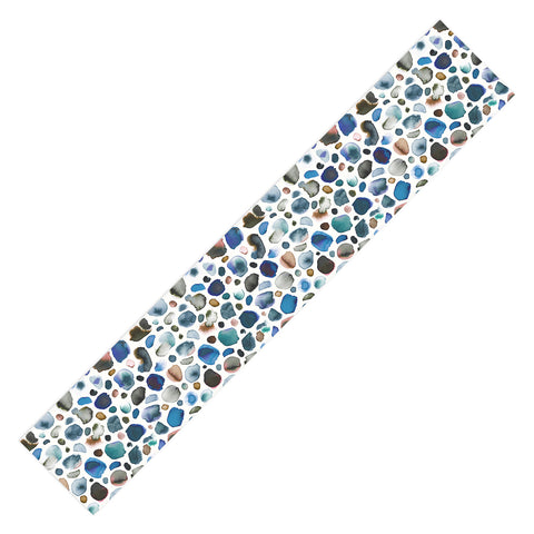 Ninola Design Watercolor Stains Blue Gold Table Runner