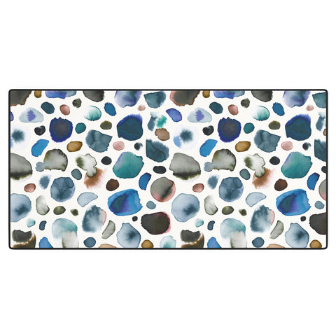 Ninola Design Watercolor Stains Blue Gold Desk Mat