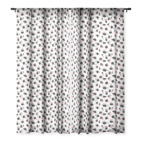 Ninola Design Watercolor Stains Pink Grey Sheer Window Curtain