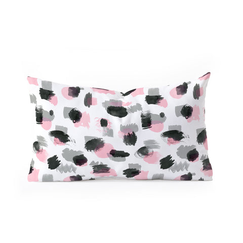 Ninola Design Watercolor Stains Pink Grey Oblong Throw Pillow