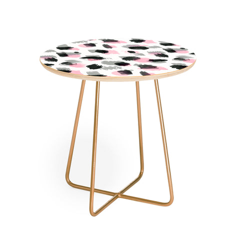 Ninola Design Watercolor Stains Pink Grey Round Side Table