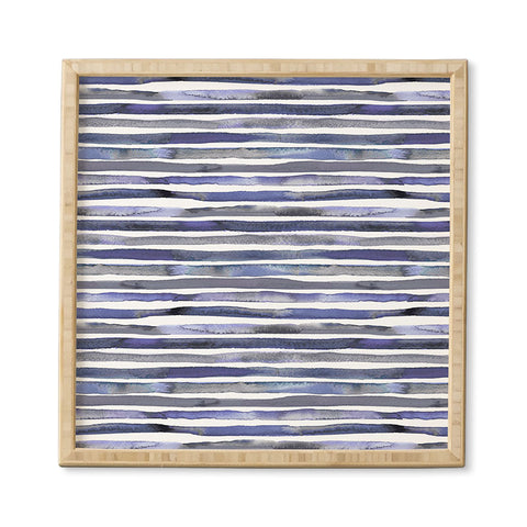 Ninola Design Watercolor stripes blue Framed Wall Art