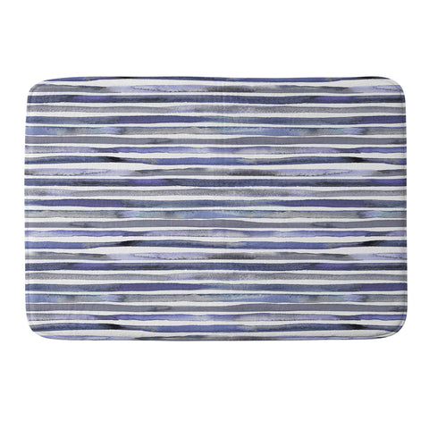 Ninola Design Watercolor stripes blue Memory Foam Bath Mat