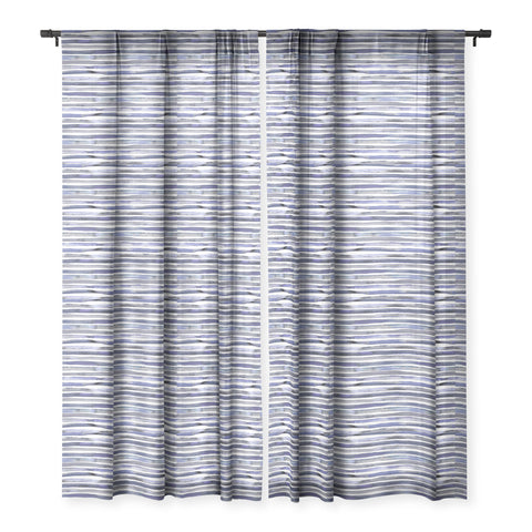 Ninola Design Watercolor stripes blue Sheer Window Curtain