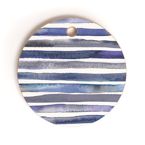 Ninola Design Watercolor stripes blue Cutting Board Round