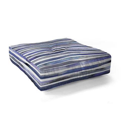 Ninola Design Watercolor stripes blue Floor Pillow Square