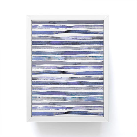 Ninola Design Watercolor stripes blue Framed Mini Art Print