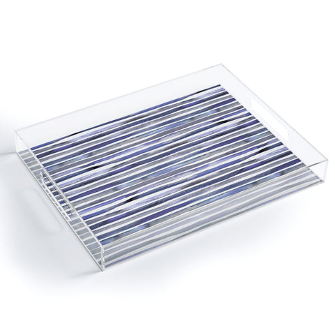 Ninola Design Watercolor stripes blue Acrylic Tray
