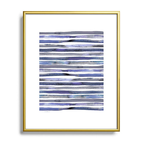 Ninola Design Watercolor stripes blue Metal Framed Art Print