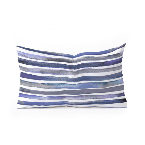 Ninola Design Watercolor stripes blue Oblong Throw Pillow