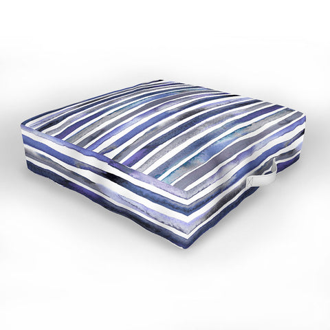 Ninola Design Watercolor stripes blue Outdoor Floor Cushion