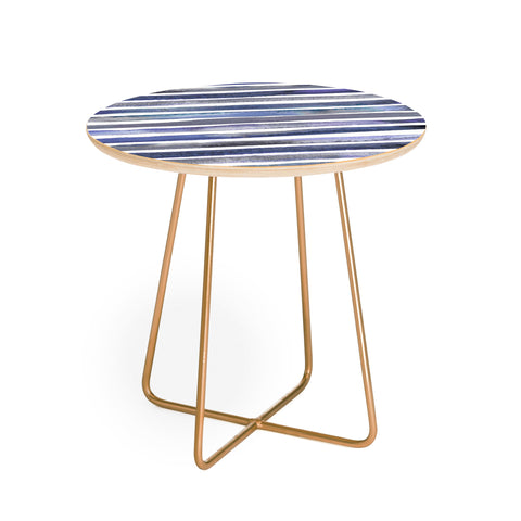 Ninola Design Watercolor stripes blue Round Side Table