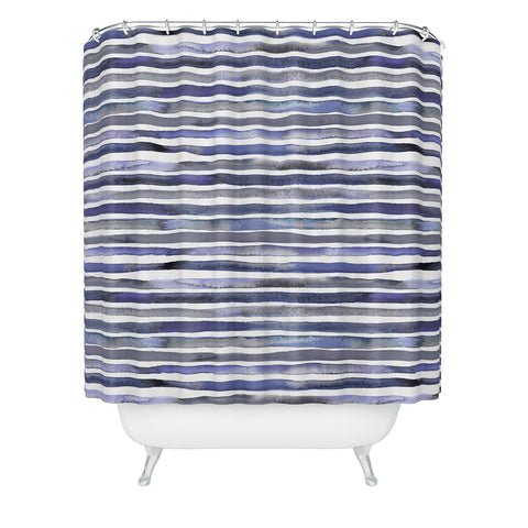Ninola Design Watercolor stripes blue Shower Curtain