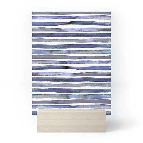 Ninola Design Watercolor stripes blue Mini Art Print
