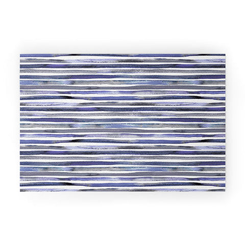Ninola Design Watercolor stripes blue Welcome Mat