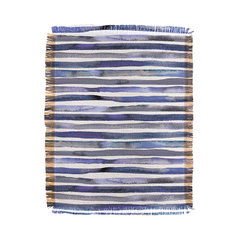 Ninola Design Watercolor stripes blue Throw Blanket