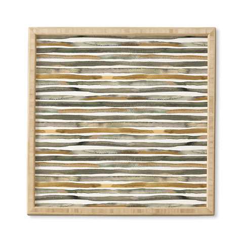 Ninola Design Watercolor stripes Natural Framed Wall Art