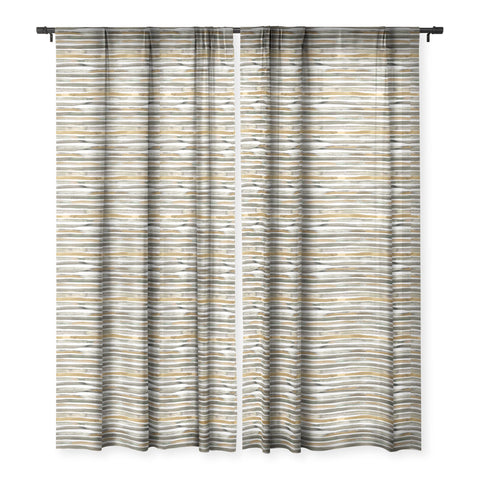 Ninola Design Watercolor stripes Natural Sheer Window Curtain