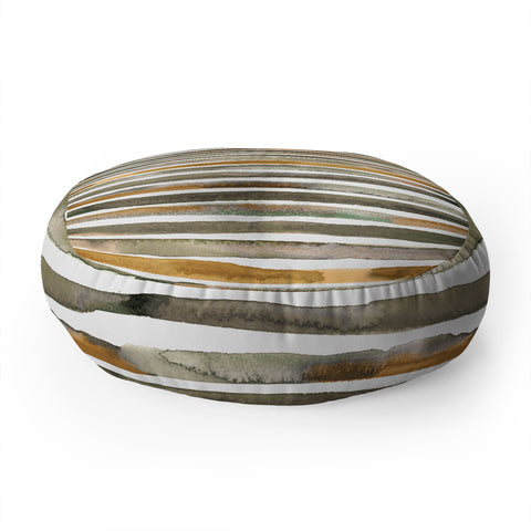 Ninola Design Watercolor stripes Natural Floor Pillow Round