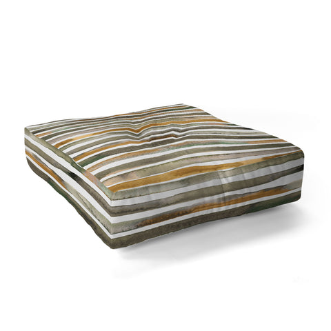 Ninola Design Watercolor stripes Natural Floor Pillow Square