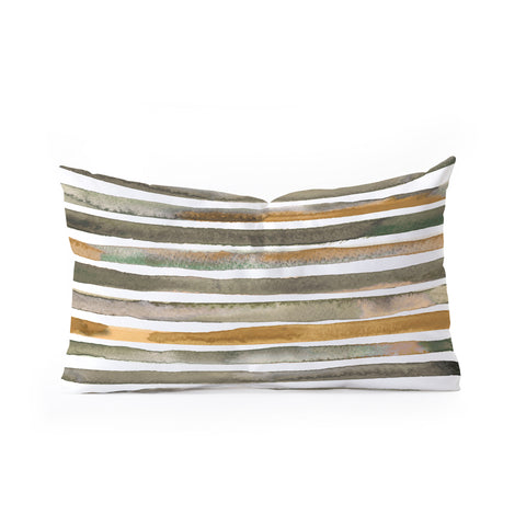 Ninola Design Watercolor stripes Natural Oblong Throw Pillow
