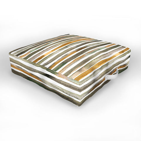 Ninola Design Watercolor stripes Natural Outdoor Floor Cushion