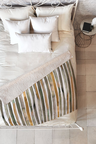Ninola Design Watercolor stripes Natural Fleece Throw Blanket