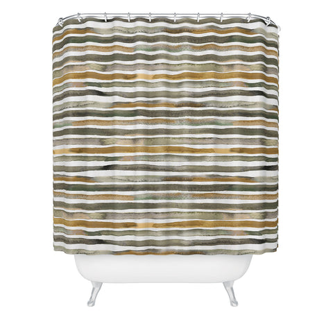 Ninola Design Watercolor stripes Natural Shower Curtain