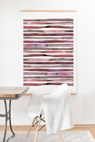Ninola Design Watercolor stripes pink Art Print And Hanger