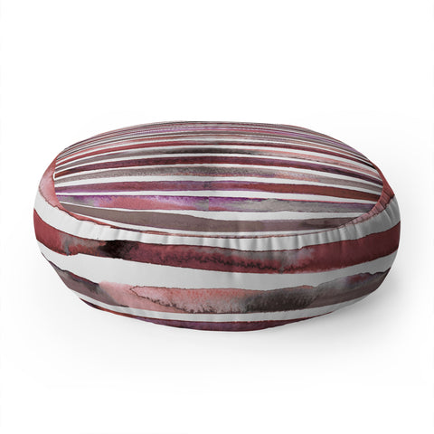 Ninola Design Watercolor stripes pink Floor Pillow Round