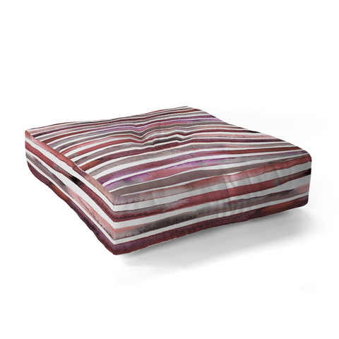 Ninola Design Watercolor stripes pink Floor Pillow Square
