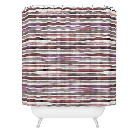 Ninola Design Watercolor stripes pink Shower Curtain