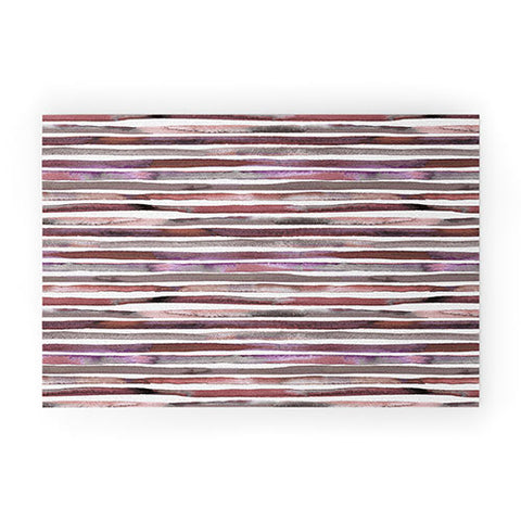 Ninola Design Watercolor stripes pink Welcome Mat