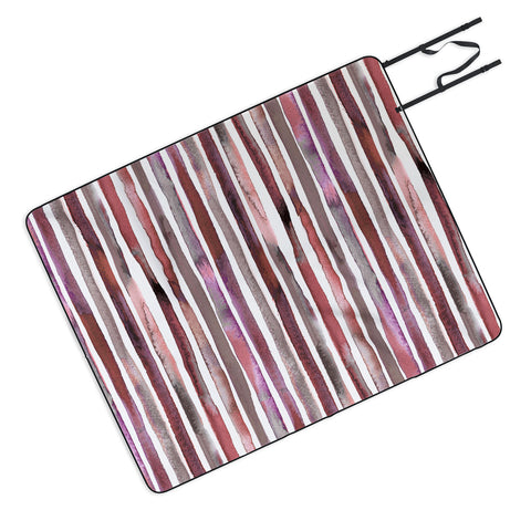 Ninola Design Watercolor stripes pink Picnic Blanket