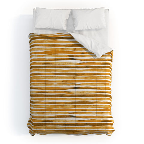 Ninola Design Watercolor stripes sunny gold Comforter