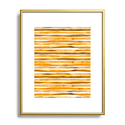 Ninola Design Watercolor stripes sunny gold Metal Framed Art Print